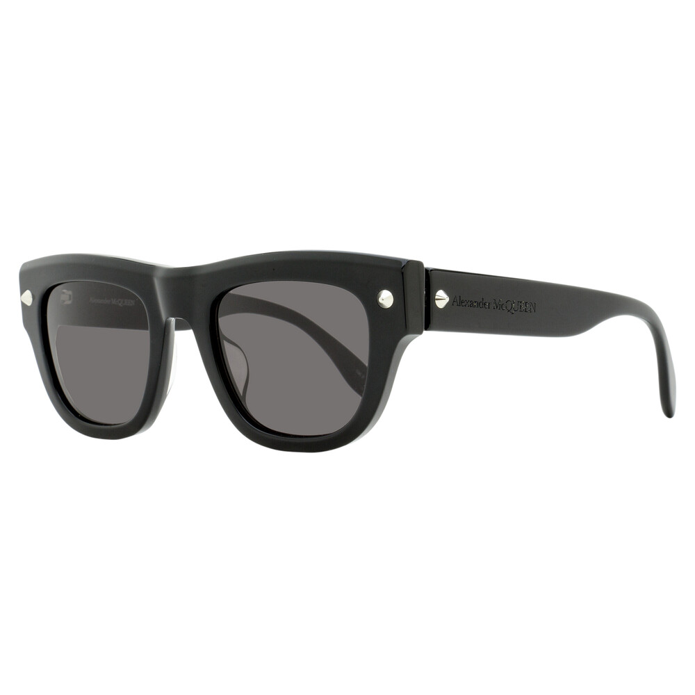 Alexander McQueen Stud Hinge Rectangular Sunglasses AM0425S 001 Black 51mm